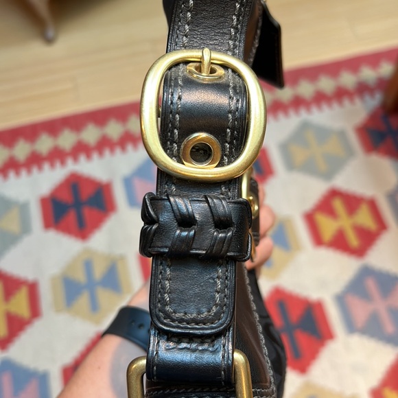 Coach Signature Jacquard and Leather Shoulder Bag Purse - Picture 3 of 8